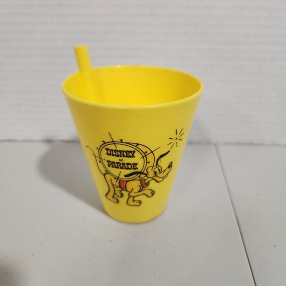 Vintage Disney on Parade Mickey Mouse Donald Duck Plastic Cup W/ 2 Straws - Picture 2 of 8